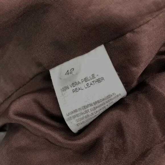 Robert Comstock Leather Jacket Moto Racer Biker Womens 42 / M Fitted Brown Italy - Picture 8 of 14